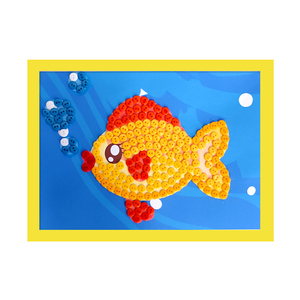 儿童diy手工制作材料海洋动物鱼幼儿园小学生活动创意纽扣粘贴画