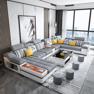 布艺沙发简约现代客厅组合大户型新款棉麻乳胶2024新款科技布沙发