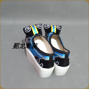 宁波鄞龙新款戏曲戏剧黄梅戏古代男靴蓝色云头小生鞋登云履云头鞋