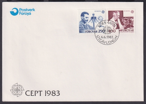 18270 法罗群岛1983 邮票 诺贝尔医学奖得主芬森 弗莱明 首日封
