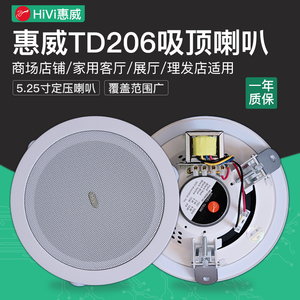 Hivi/惠威 TD206公共广播定压吸顶喇叭嵌入式吊顶音箱功放套装