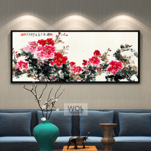 卧室画床头挂画牡丹