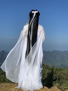 影视古装—cos神雕侠侣小龙女款大袖同款刘亦菲 纯色无花天丝版