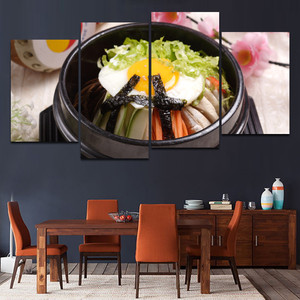 韩国烤肉料理店挂画朝鲜族冷面拌饭装饰画韩国风格餐厅背景墙壁画