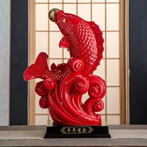 陶瓷年年有余年年有鱼摆件鲤鱼跃龙门招财吉祥家居玄关办公桌装饰