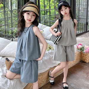 韩国女童夏款运动套装2024新款夏季中大儿童装夏装女孩短袖衣服潮