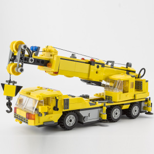 城市吊车起重机兼容乐高积木工程汽车重型卡车小颗粒益智拼装玩具