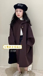 韩国代购童装女童双面羊绒大衣2023韩范中大童儿童秋冬装呢子外套
