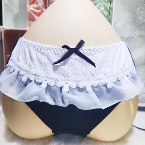 大码日系二次元小清新蕾丝荷叶花边胖mm女仆高腰内裤200斤包邮a12