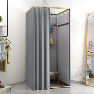 服装店移动金色试衣间门帘商场临时简易落地更衣室定制便携换衣架