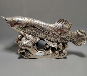 古玩铜器 乾隆年制年年有鱼金龙鱼摆件招财鱼铜钱连年有余收藏