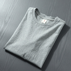 基础款全棉汗衫 外贸工厂剪标男装夏季高克重棉圆领短袖t恤文化衫