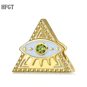 金字塔恶魔眼925纯银串珠女项链手链diy配件三角形手工手串银饰