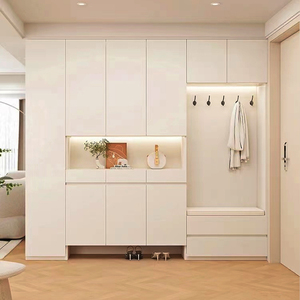 北欧鞋柜入户高柜实木现代白色门厅柜小户型家用储物柜定做定制