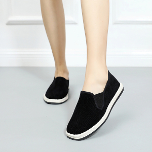 月芽儿官方旗舰店女鞋黑色条绒布鞋女千层底百搭新款单鞋女灯芯绒