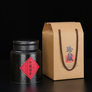 复古黑马口铁茶叶罐空礼盒大号半斤装红茶绿茶普洱散茶密封罐定制