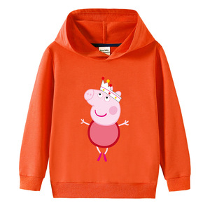 跳舞小佩奇童装儿童小猪佩琪春衣服男女童棉连帽卡通帽衫长袖卫衣