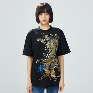 字母印花宽松设计感小众百搭短袖t恤男女ins潮牌梦特莲娜内衣240