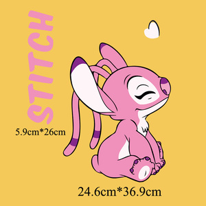 潮牌粉色史迪奇史迪仔星际宝贝卡通热转印胶印衣服贴柯式烫画1258
