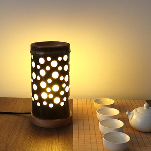 竹筒灯竹制台灯竹艺小夜灯竹编卧室民宿茶室书房中式禅意小台灯