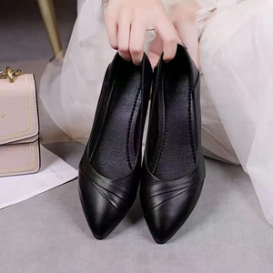 冰洁女鞋2021秋季新款单鞋真皮中跟粗跟皮鞋百搭黑色工作鞋253