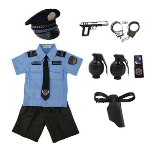儿童警察服玩具枪手铐套装小孩警官制幼儿园角色扮演小交警演出服