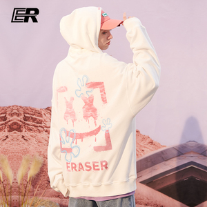 er-eraser笑脸海洋之心国潮ins宽松春秋款情侣装连帽卫衣男女潮牌