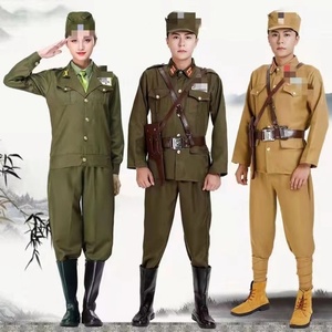 男女孩儿童国军表演服美式军装演出服舞台服成人国民军装影视服装