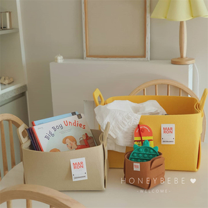 韩国ins儿童玩具收纳筐卡通宝宝杂物收纳箱家用毛毡整理储物盒