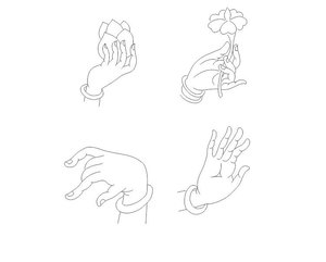 佛手拈花2单线线条cdr矢量激光打标雕刻机印章书签竹简素材源文件