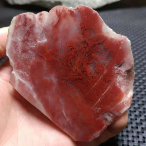 珠宝玉石毛料天然桂林鸡血玉原石居家奇石摆件大红袍飘血丝手把件