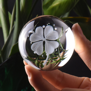 水晶球四叶草麋鹿星空圆球创意家居装饰玻璃球送同学闺蜜生日礼物