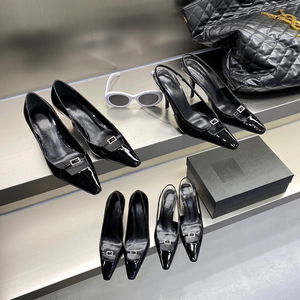 杨树林方头水钻细跟高跟鞋女性感漆皮猫跟一字带凉鞋真皮浅口单鞋