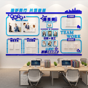 团队风采优秀员工评比公告宣传栏装饰布置公司企业办公室文化墙面