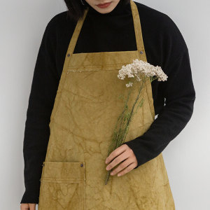鹿造扎染帆布花艺园艺咖啡餐厅围裙女复古简约工作服男定制logo