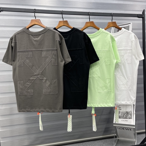 正品ow off 潮牌white新款刺绣贴布箭头男女同款休闲半袖短袖t恤