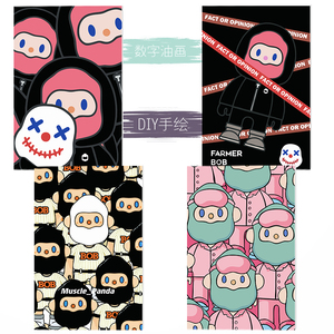 farmerbob数字油画解压治愈填色bob联名盲盒定制丙烯手绘装饰挂画