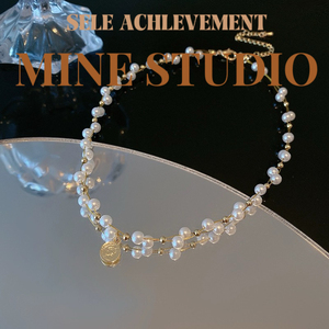 进口施家水晶珠金币头像项链小众设计女法式满天星高级感气质手链