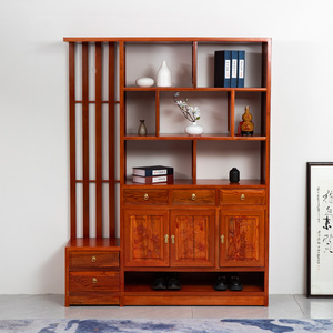 新中式实木仿古家具雕花屏风隔断储物玄关装饰柜客厅门厅酒柜鞋柜