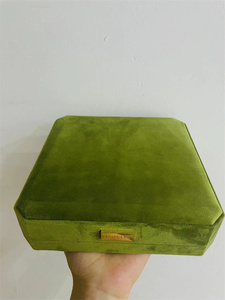 新款高档绿色灰色绒布珍珠妈妈项链视频展示收纳送礼物大气盒子