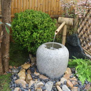 禅意日式景观庭院流水石钵户外民宿花园水盆石水槽装饰花岗岩摆件