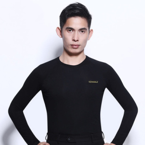 丹宝罗新款男士长袖摩登舞圆领上衣练功服拉丁舞华尔兹广场舞上衣