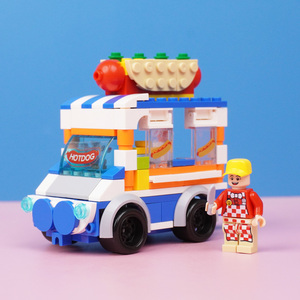 街景城市兼容乐高热狗面包车积木模型拼插女孩系列迷你小吃街礼物