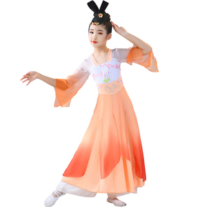 儿童古典舞演出服汉唐舞蹈服中国舞古风广寒宫飘逸女童汉服裙身韵