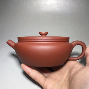 宜兴紫砂壶大口茶壶 紫泥素款个人家用茶具压盖球孔小号容量190cc