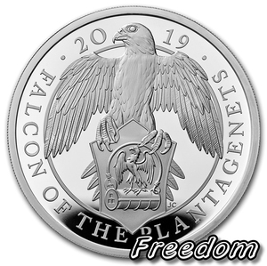 英国2019 皇家纹章野兽 金雀花王朝猎鹰 1盎司限量精制银币 定金