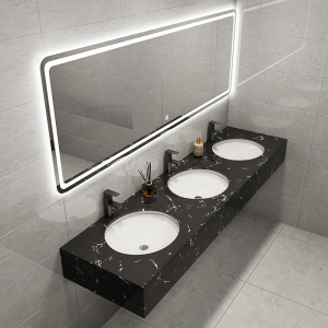 公共厕所大理石洗漱台三盆超大尺寸卫生间洗手盆多人用卫浴洗脸池