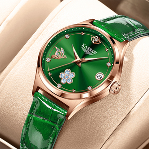 【瑞士官网正品】浪琴瑰丽手表女全自动机械表五叶草防水真钻女表