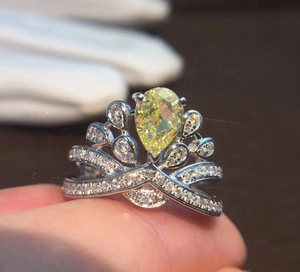 千与千寻珠宝定制 黄钻戒指裸钻定制婚戒为爱加冕约瑟芬皇冠钻戒