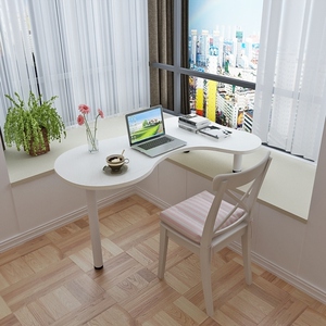 飘窗柜书桌飘窗桌长短腿飘窗书桌弧形飘窗台书桌高低腿飘窗桌延伸